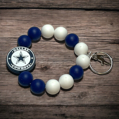 NFL-Inspired Wristlet Keychain - Dallas Cowboys Colors in Blue and White