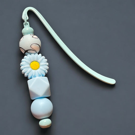 Blue Flower Beaded Bookmark - Handmade and Beautiful Reading Accessory