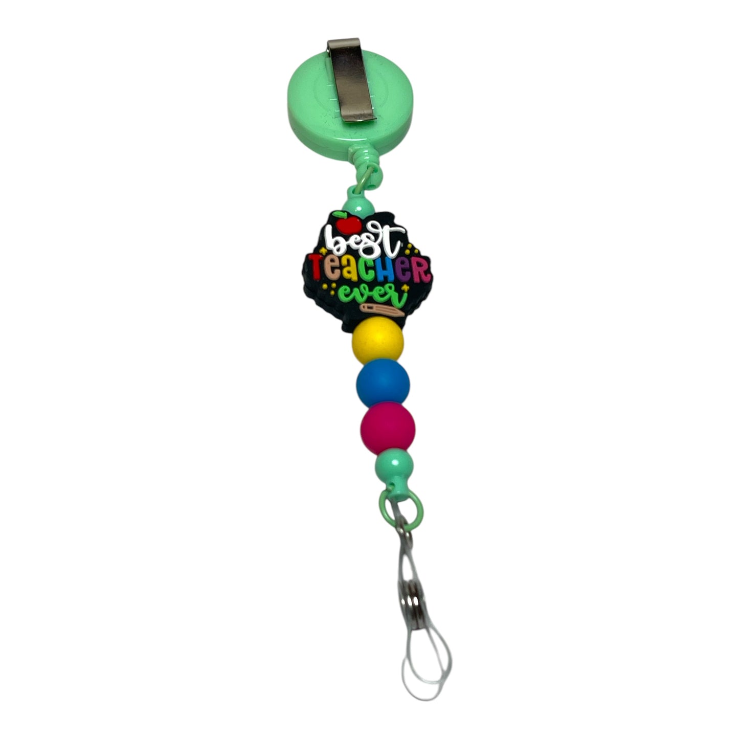 Beaded Teacher Badge Holder - Best Teacher Ever, Perfect Teacher Appreciation Gift