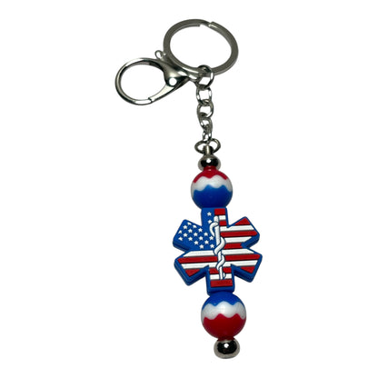 Beaded Keychain for First Responders - Personalized First Responders Keychain