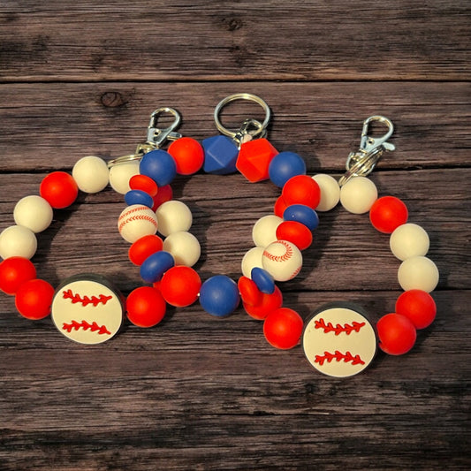 Beaded Wristlet Keychain for Baseball or Softball - Fun and Functional Keychain for Baseball or Softball Enthusiasts