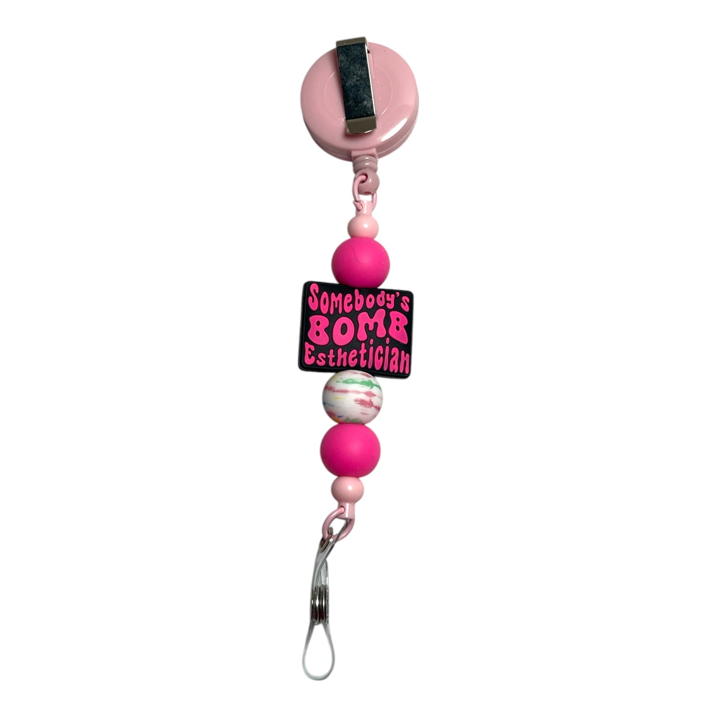 Beaded Badge Holder for Estheticians – Stylish ID Reel for Spa & Beauty Professionals
