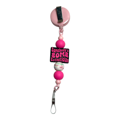 Beaded Badge Holder for Estheticians – Stylish ID Reel for Spa & Beauty Professionals