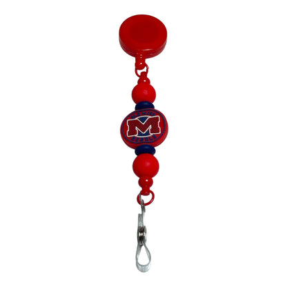 Ole Miss Beaded Badge Holder – Stylish & Durable Retractable ID Reel