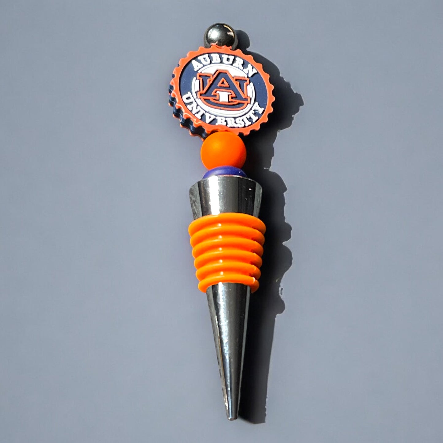 Auburn Themed Beaded Wine Stopper - Handcrafted Wine Accessory