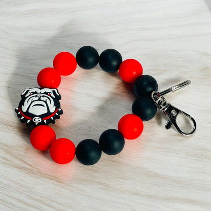 Georgia Wristlet Keychain - UGA Bulldog Gifts - Red and Black Keychain for Dawgs Fans