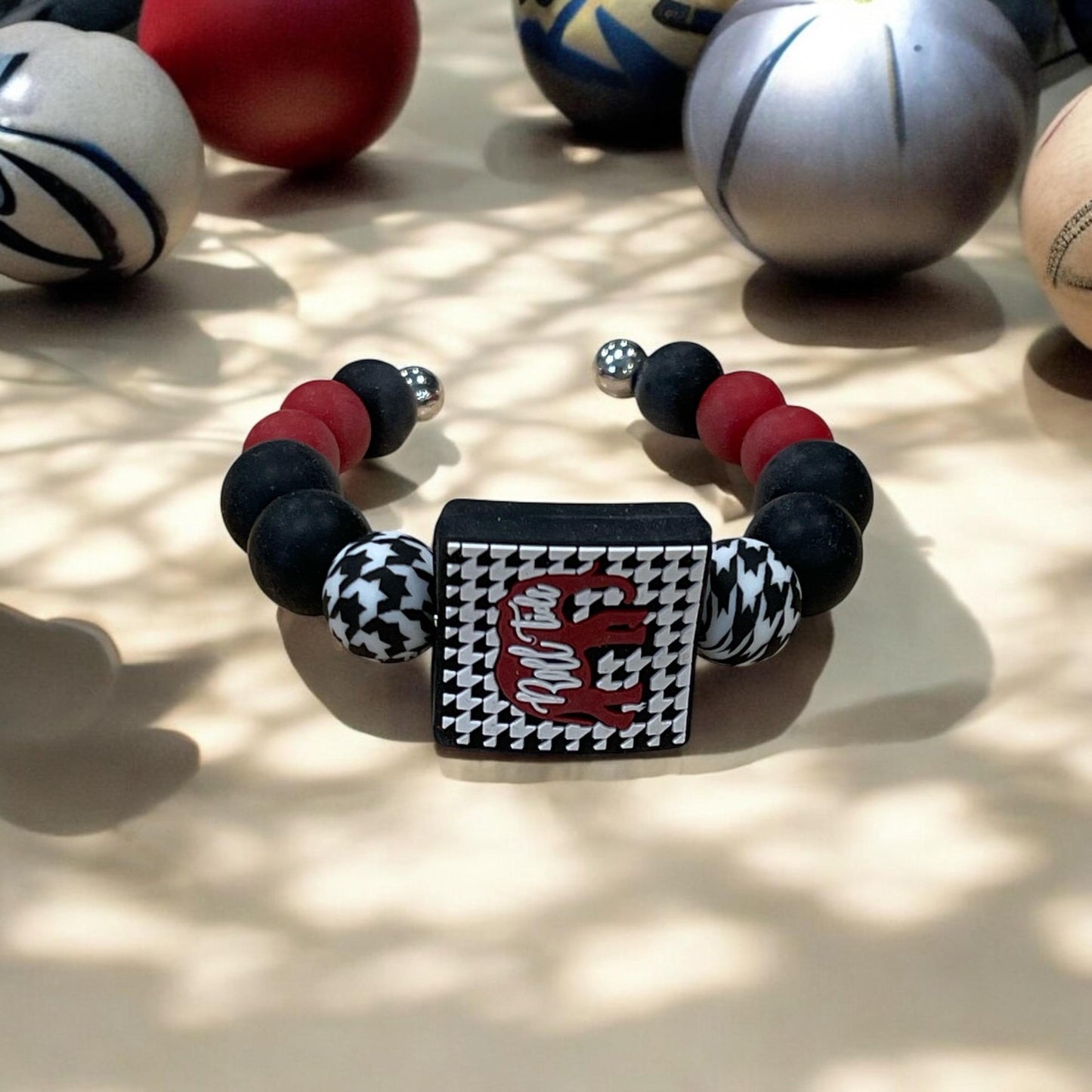 Alabama Roll Tide Bracelet | Beaded Bangle for Crimson Tide Fans | University of Alabama Gift